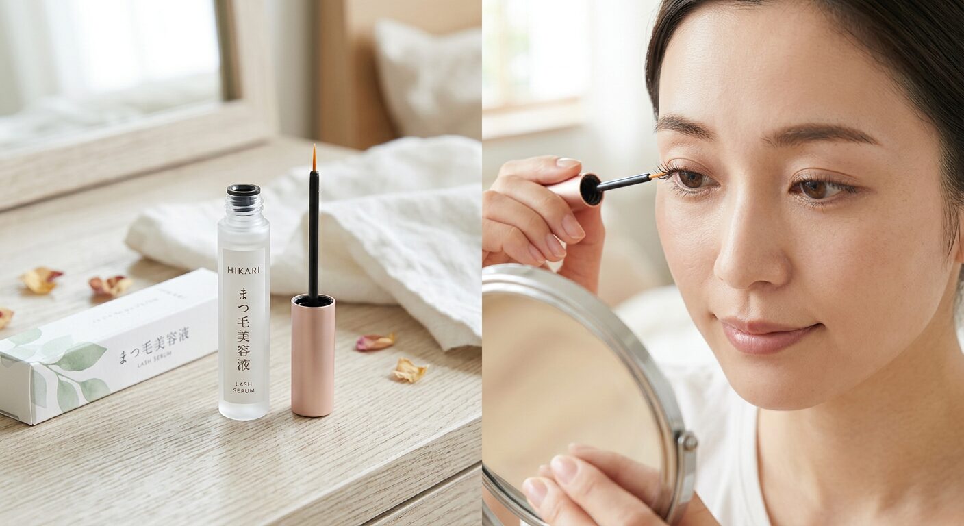 まつ毛美容液塗る女性